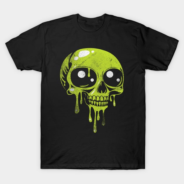 Slimy Slime Skull in Distress T-Shirt by AnOakEye